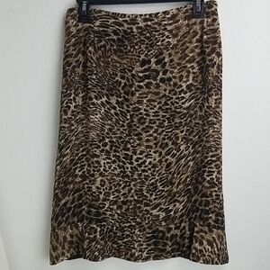Le Suit Women's Brown Leopard-Print Midi Skirt (SIZE 16P)